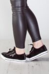 Black Zipper Detail Suede Sneakers