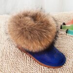 Suede Snow Boots with Real Fox Fur Trim