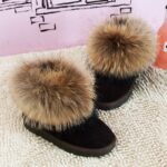 Suede Snow Boots with Real Fox Fur Trim