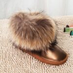 Suede Snow Boots with Real Fox Fur Trim