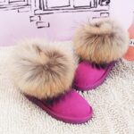 Suede Snow Boots with Real Fox Fur Trim