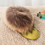Suede Snow Boots with Real Fox Fur Trim