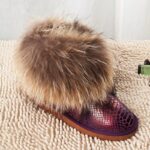 Suede Snow Boots with Real Fox Fur Trim