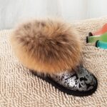 Suede Snow Boots with Real Fox Fur Trim