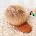 Suede Snow Boots with Real Fox Fur Trim
