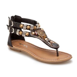 accessory embellished black leather sandals