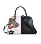 Playful Anime Character Print Genuine Leather Arm Bag