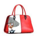 Playful Anime Character Print Genuine Leather Arm Bag