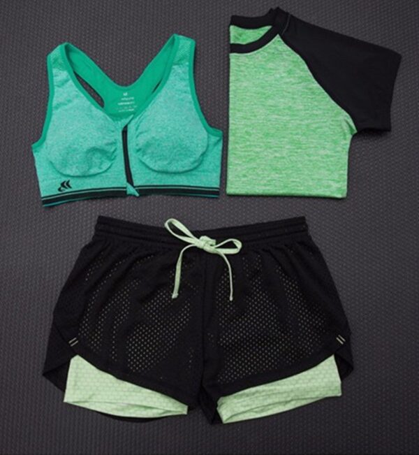 aqua mint green triple set women fitness outfit