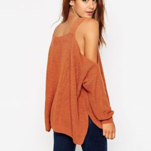 Strapless Batwing Wool Knit Sweater