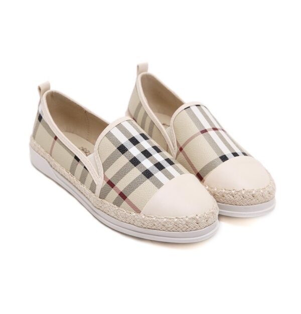beige checkered white soled espadrille shoes