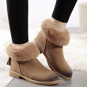 Cozy Vegan Suede Fur Lined Low Heel Short Ankle Boots