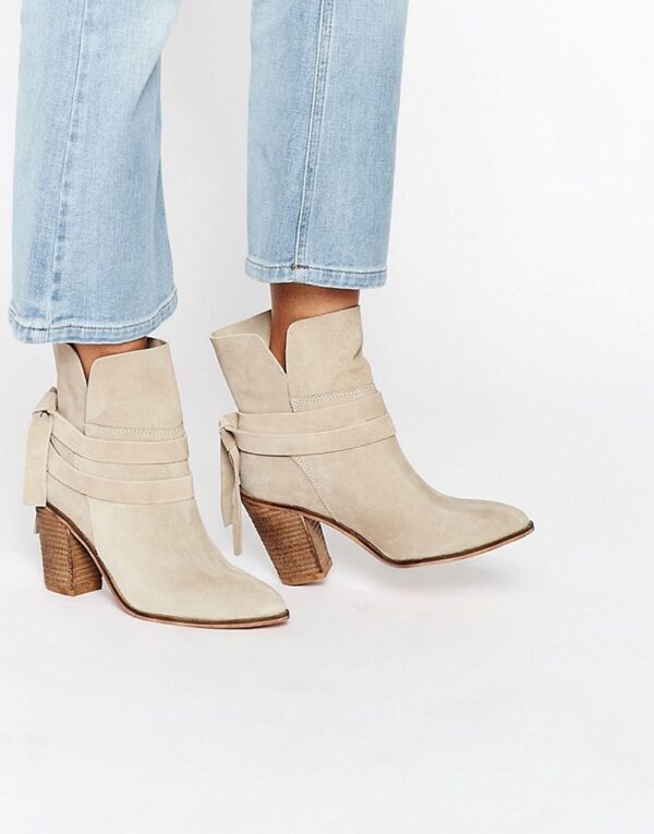 beige lace up detail suede bootie