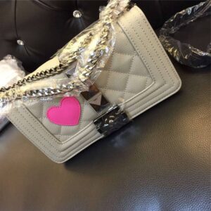beige plus size studded rivet chained heart sleeve bag