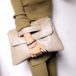Chic Snap Button Genuine Leather Top Handle Bag