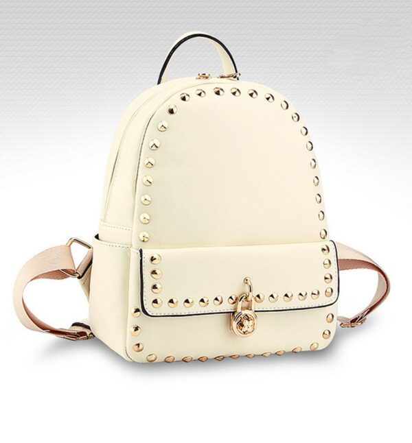 beige stud riveted and lock detail backpack rucksack