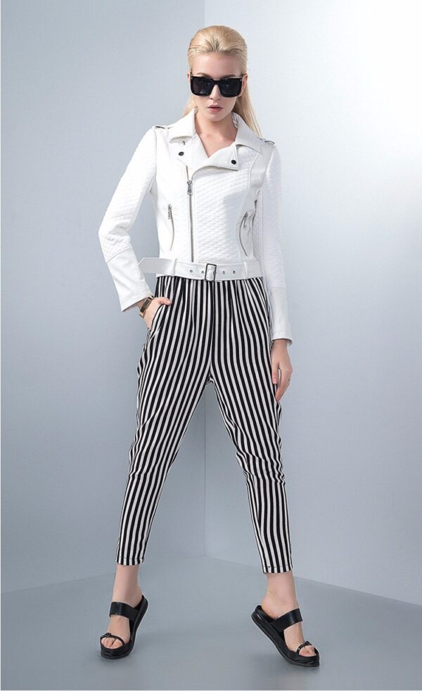 belt detail leather jacket