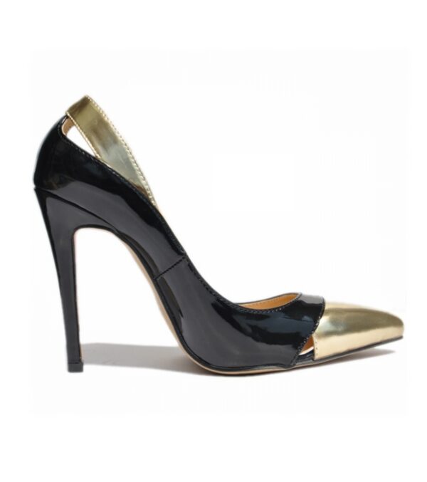 Glamorous Metallic Bronze Toe Vegan Patent Stiletto 6 black bronze stiletto