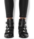 Masculine Genuine Leather Buckle Studded Ankle Boot