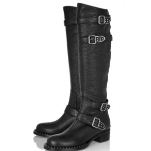 Bold Buckled Knee High Genuine Leather Boots