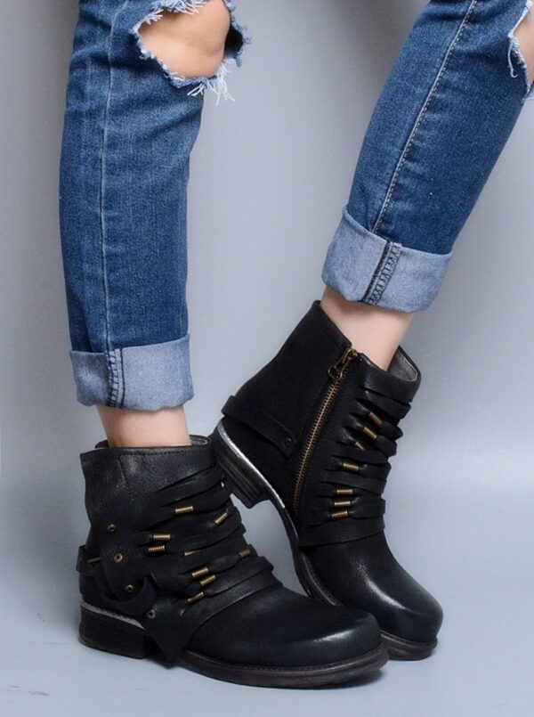 Edgy Distressed Punk Buckle Boots 1 black buckled vintage women punk boot