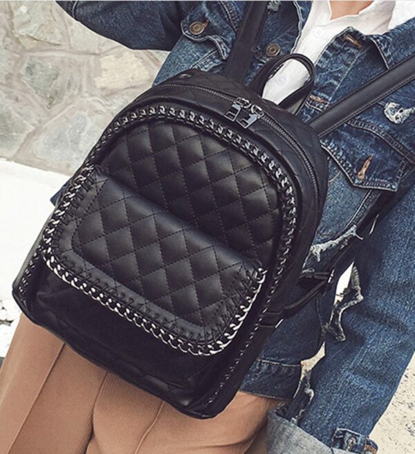 black chain detail leather backpack rucksack