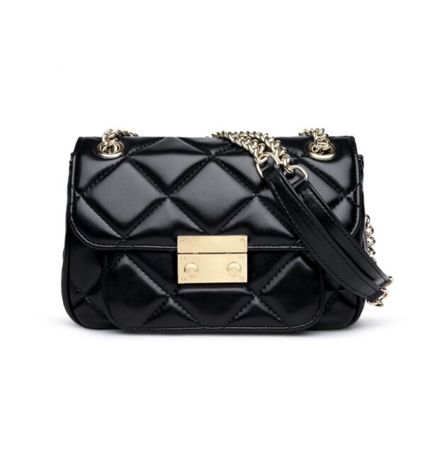 Quilted Chain Mini Bag 1 black chained mini hand sleeve bag