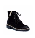 Chic Chain Zipper Embellished Suede Ankle Boots