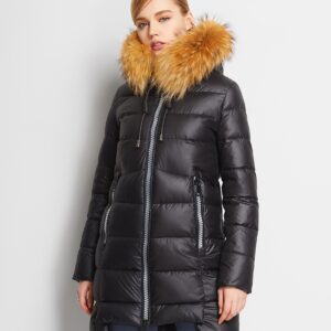 Luxe Fox Fur Hooded Goose Down Puffer Long Parka Coat