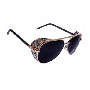 black color gold metal framed sun glasses