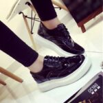 Shiny Patent Platform Lace-Up Oxford Shoes