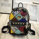 Vibrant Rainbow Studded Vegan Leather Backpack