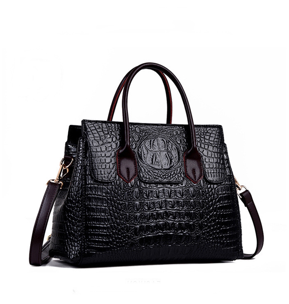 2026 Handbag Trends: Luxe Studded Leather Bags, Chain Straps, Fringe Designs & Plush Must-Haves Dominating World Fashion 131 black crocodile skin patterned genuine leather bag