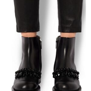 Radiant Diamond Embellished Leather Ankle Boots