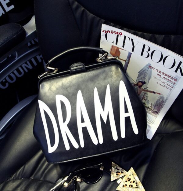 black dramatic leather bag