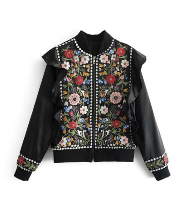 Timeless Retro Floral Embroidered Artisan Jacket 1 black floral embroidered retro jacket