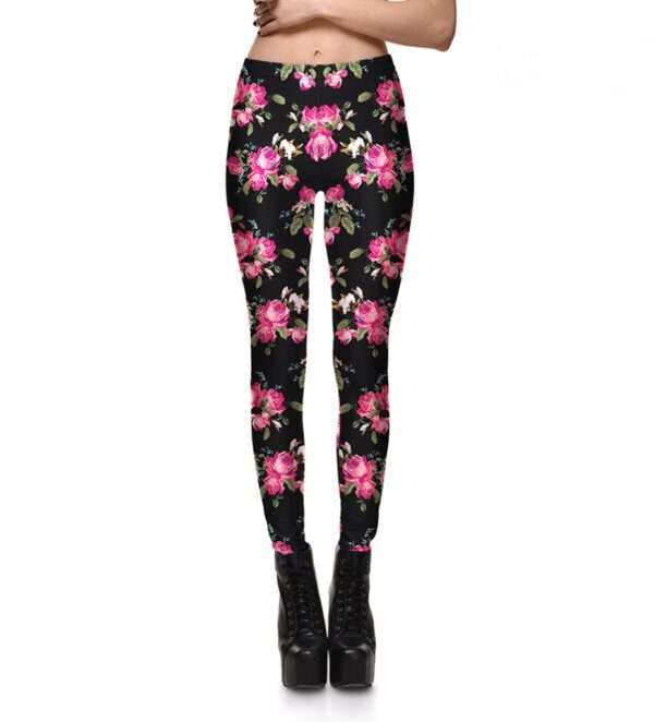 black floral patterned sport women leggings