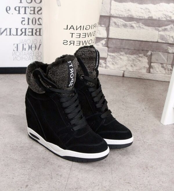 black fur detail women sneaker