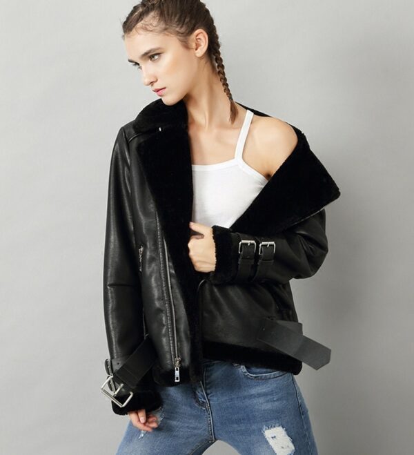 black fur lined leather jacket