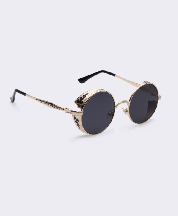 black gold round metal sun glasses