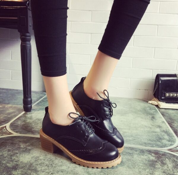 black lace up leather oxford
