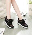 Breathable Mesh Hidden Heel Vegan Suede Sneakers