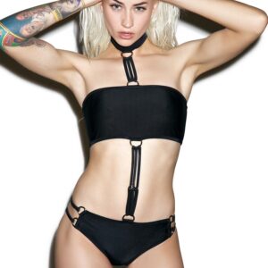 Ultra Sexy Black Halter Neck Tie Bikini Set