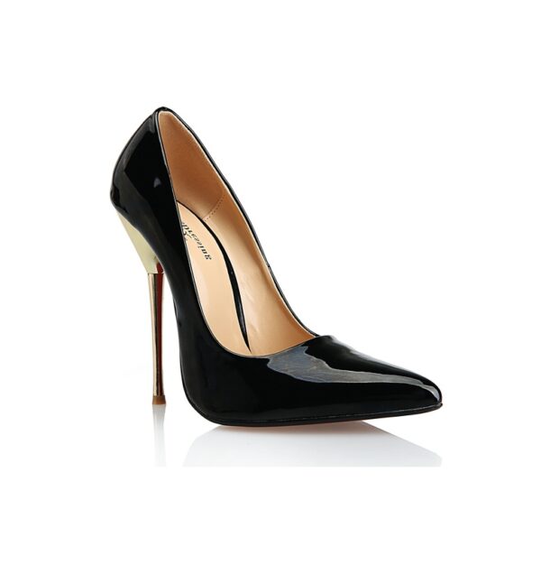 black metal women high heel patent stiletto
