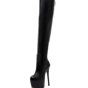 Sleek Black Platform High Heel Over The Knee Boots