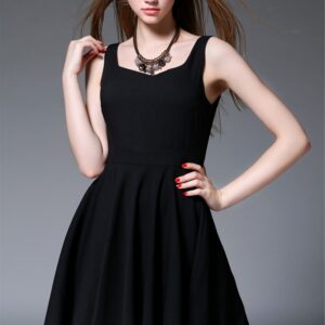 Chic Pleated Black Mini Dress