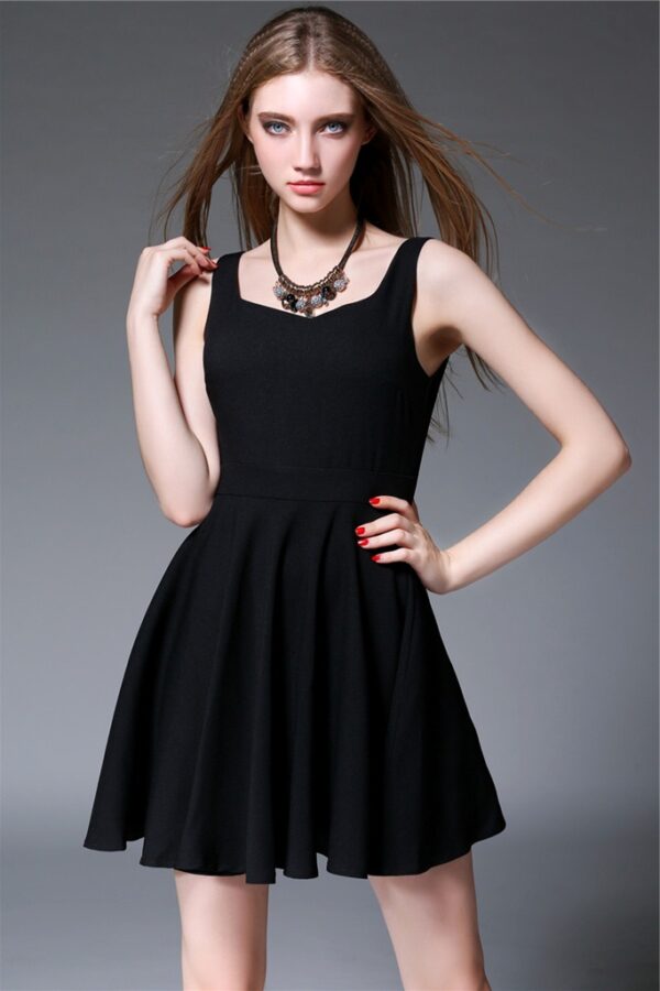 Chic Pleated Black Mini Dress 1 black pleated mini night dress