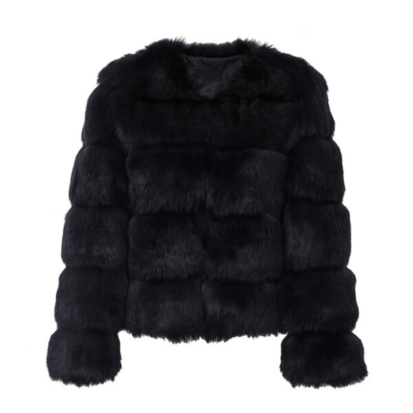 Chic Voluminous Short Faux Fur Puffy Coat 6 black puffy short fur jacket