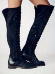 Retro Gladiator Strappy Genuine Suede Knee High Boots