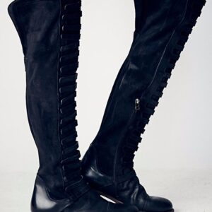 black retro suede knee high boot